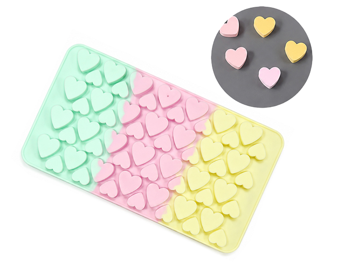 Molde silicona tricolor 56 mini corazones